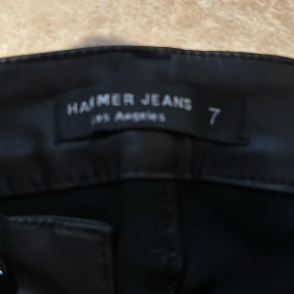 Black Vegan Leather Skinny Pants with Tapered Fit and Modern Look sz7 - Picture 3 of 7